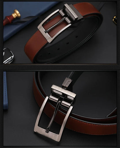 Men Belts Reversible Buckle Leather Brand Luxury Business Fashion Belts for Men Two Sides Color Black Brown StrapHQ117