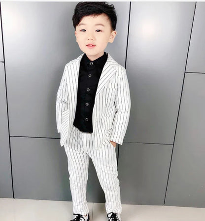 Teenager Boys Pink Black Jacket+Pants 2Pcs Clothing Set Gentleman Kids Formal Wedding Suit Children Performance Graduation Dress