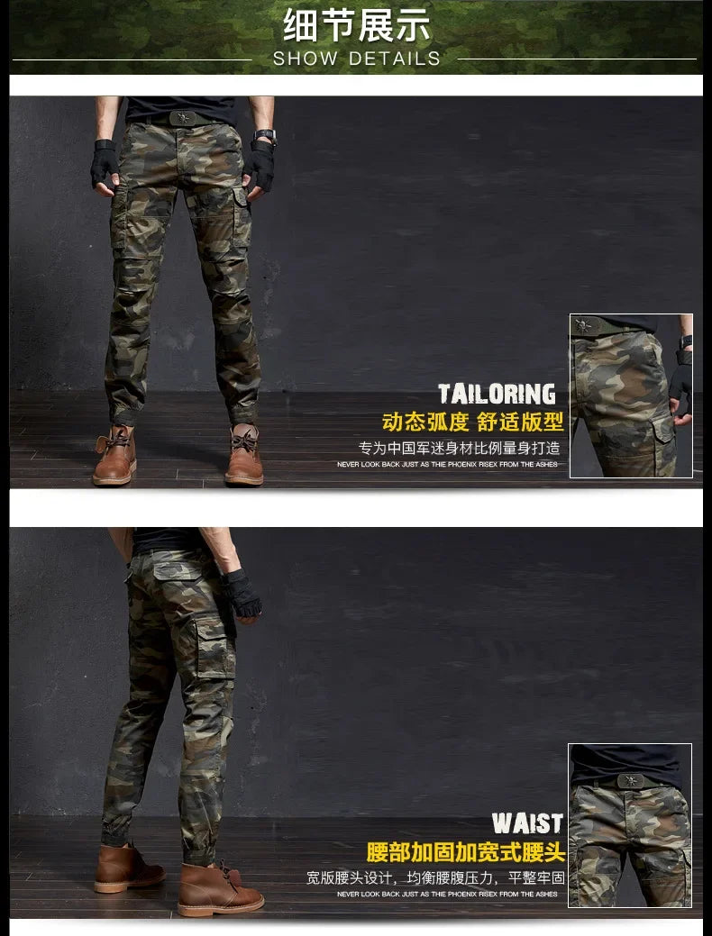 New Men Fashion Military Cargo Pants Slim Regualr Straight Fit Cotton Multi Color Camouflage Green Yellow FSN692