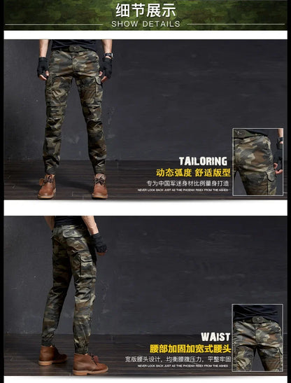 New Men Fashion Military Cargo Pants Slim Regualr Straight Fit Cotton Multi Color Camouflage Green Yellow FSN692