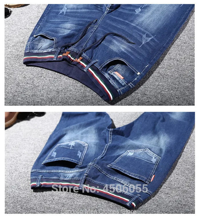 Distressed Extra Large Jeans For Men Stretch Denim Trousers 6XL 7XL 8XL Big Plus Size Mens Ripped Pants 160KG Male Elastic Jean