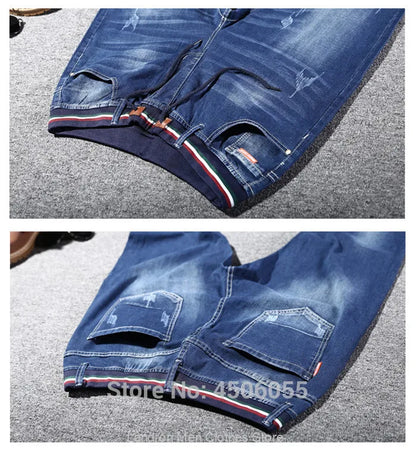Distressed Extra Large Jeans For Men Stretch Denim Trousers 6XL 7XL 8XL Big Plus Size Mens Ripped Pants 160KG Male Elastic Jean