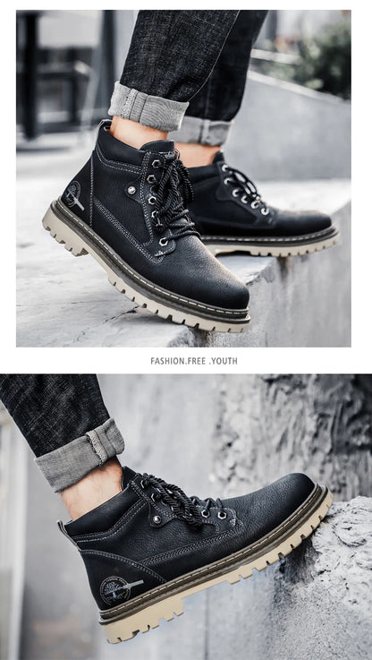 Brand Men Super Warm Snow Boots Winter Men's Ankle Boots Waterproof Short Boots Outdoor Sneakers Autumn Men's Motorcycle Boots