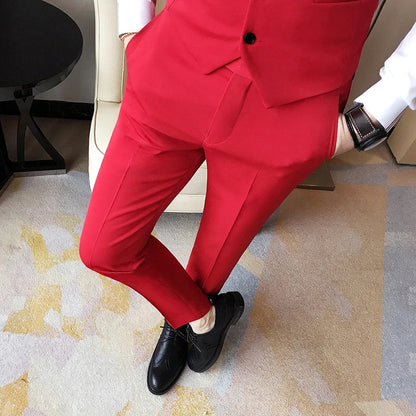 Spring and Summer Men's Trousers, Fashion Pure White Pants , Fashion Japan Style Simple Business Casual Trousers Men