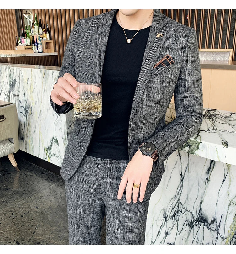 25 Colors 1 Pcs Blazer No Pants S-7XL New Wedding Dress Formal Business Slim Mens Suit Jacket Plaid Striped Solid Color