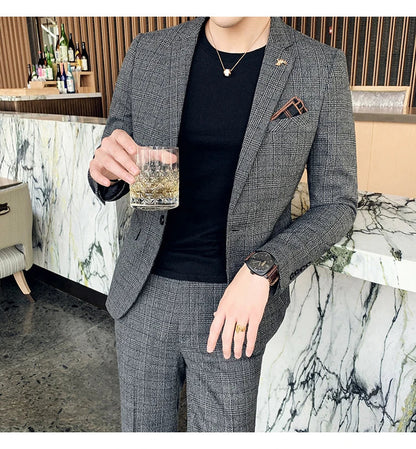 25 Colors 1 Pcs Blazer No Pants S-7XL New Wedding Dress Formal Business Slim Mens Suit Jacket Plaid Striped Solid Color