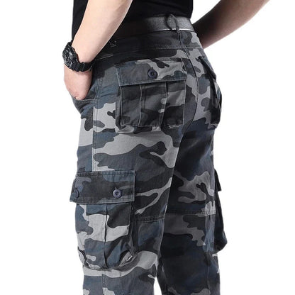 Men's Spring Baggy Cargo Pants Work Overalls Tactical Multi-Pocket Casual Cotton Pants Male Army Straight Slacks Long Trousers