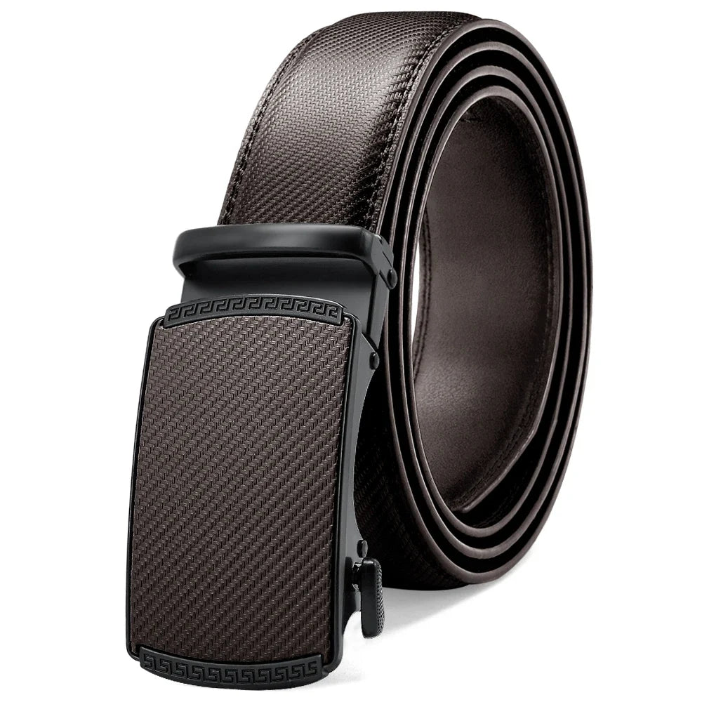 Multicolor Genuine Leather Men's Belts Fashion Business Automatic Buckle Straps Ratchet Cow Leather Waistband 3.5cm Width