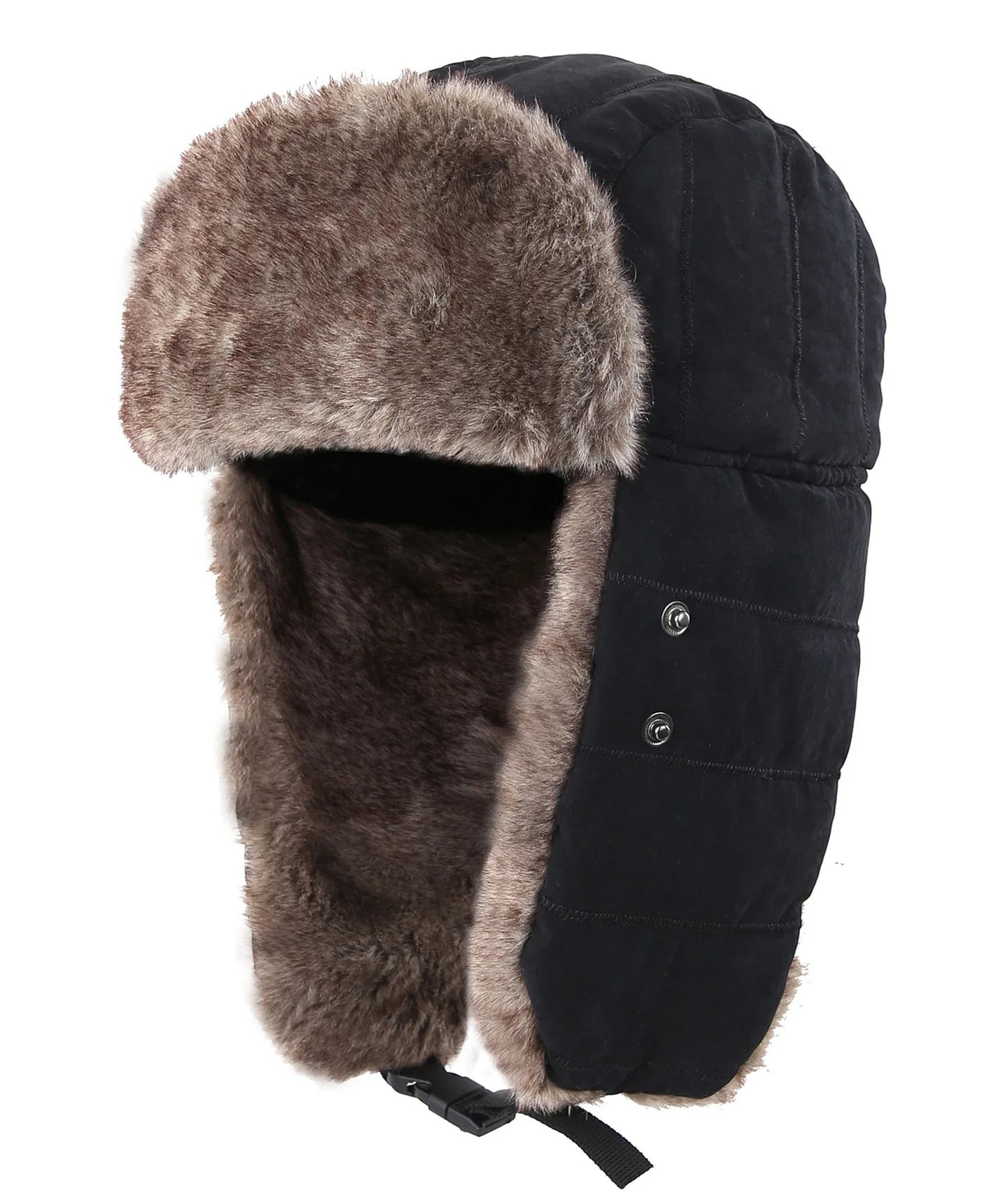 Men's Warm Chunky Trapper Hat Removable Windproof Winter Russian Hats with Mask Ushanka Hat