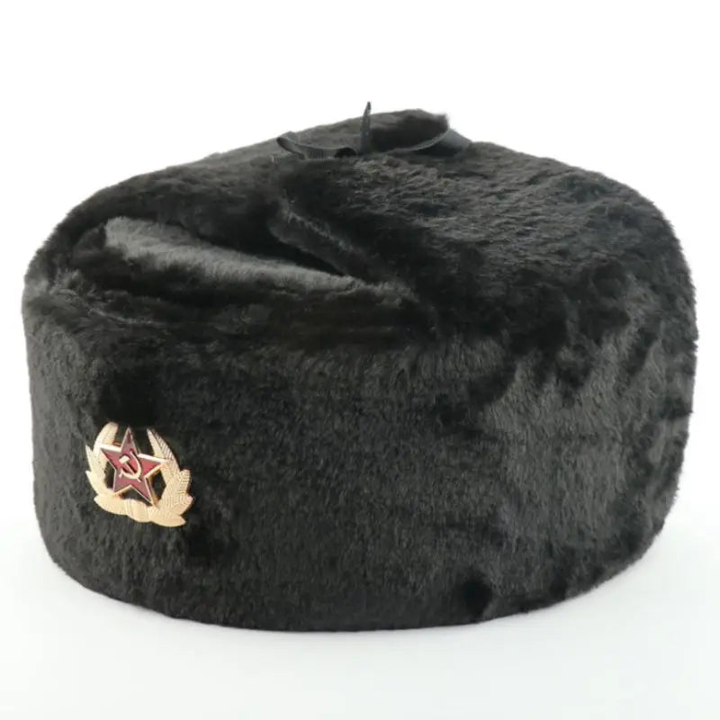 Soviet Badge Ushanka Men&Women Bomber Hats CCCP Army Pilot Trapper Trooper Hat Winter Faux Rabbit Fur Earflap Snow Caps