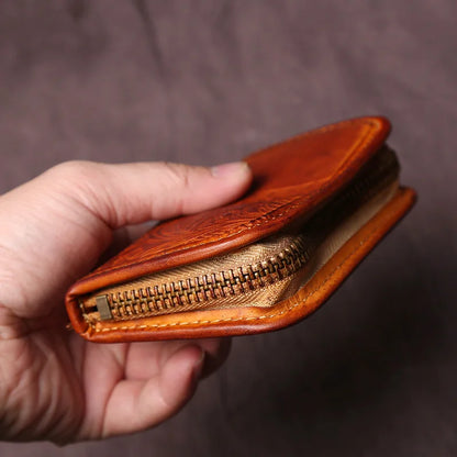 Men's Leather Key Bag, The First LayerOf Cowhide, Ladies' Purse, Multi-functional Vintage Vegetable Tanned Leather ID Bag.