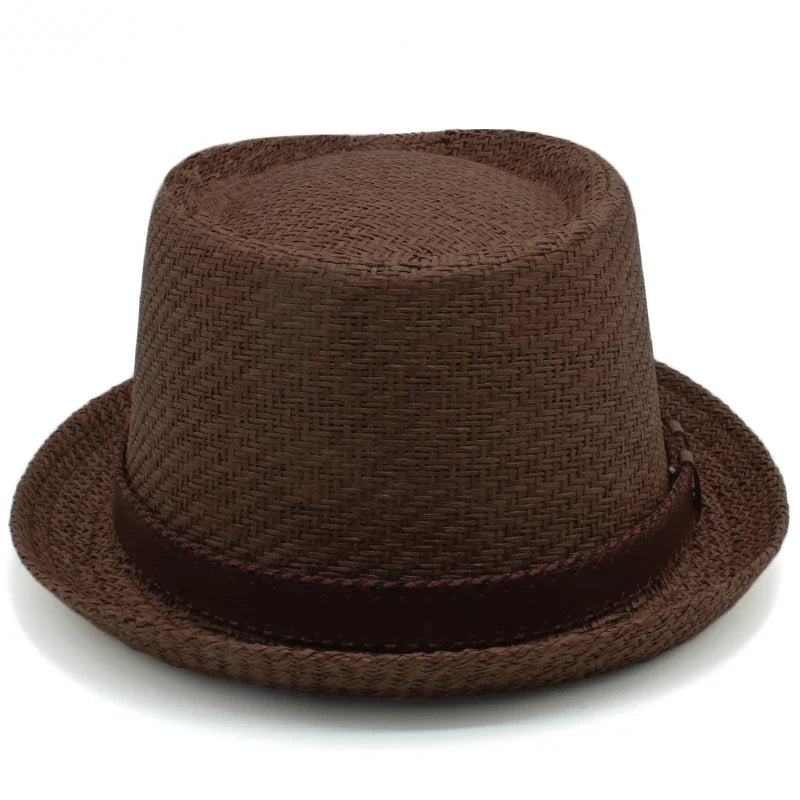 Men Women Classical Straw Pork Pie Hats Fedora Sunhats Trilby Caps Summer Boater Beach Outdoor Travel Party Size US 7 1/4 UK L
