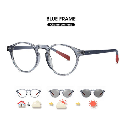 Anti Blue Light Glasses Photochromic Men Gaming Round Blocking Blue Ray Classic TR90 Women Protection Eyeglasses Computer
