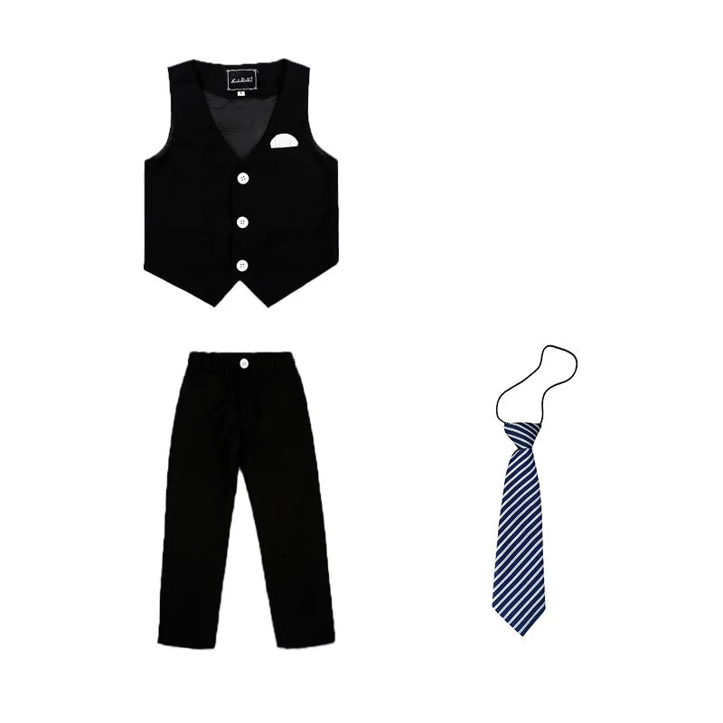 Flower Boys Formal Anzug Suit Kids Wedding Party Dress Blazer Vest Pants Bowtie 4pcs Child Tuxedo Prom Performance Costume