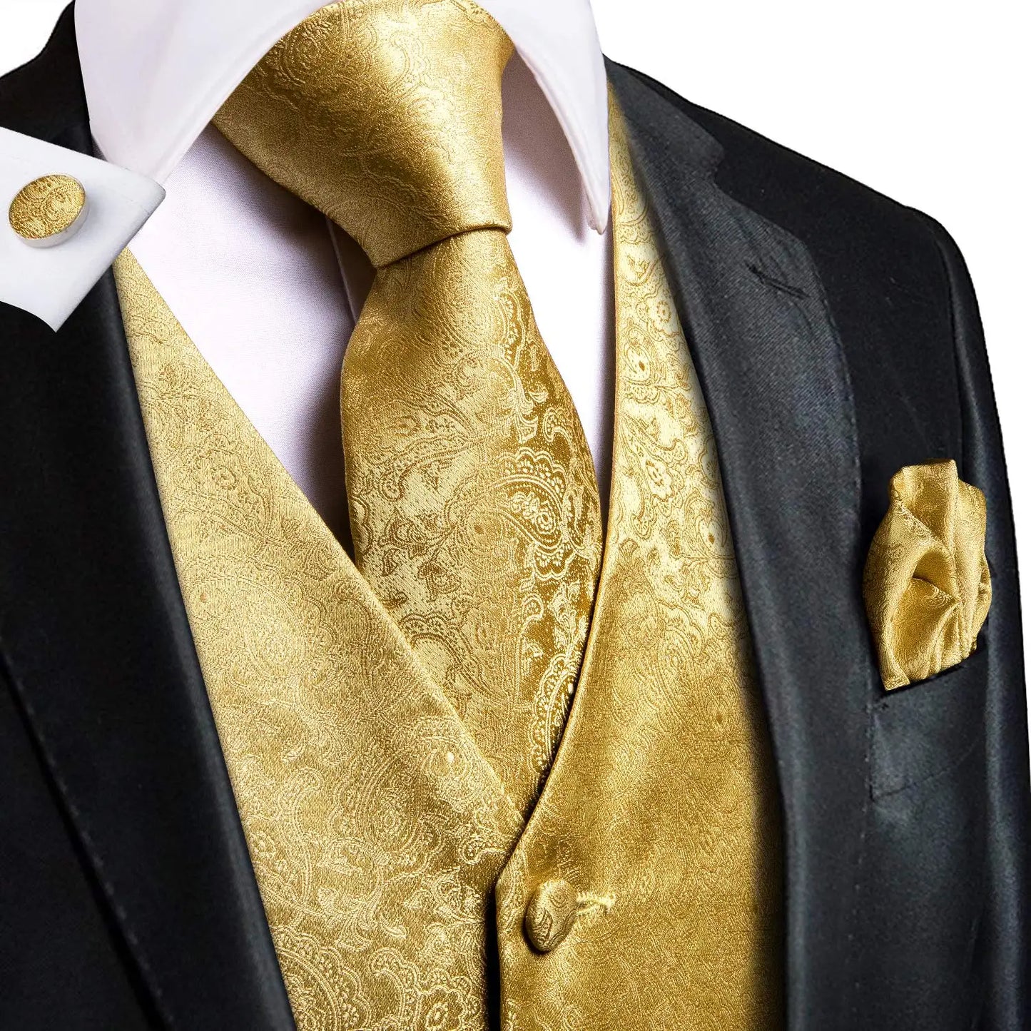Luxury Silk Mens Vests Rose Gold Pink Striped Waistcoat Necktie Bowtie Hanky Cufflinks Set Waist Jacket For Men Wedding