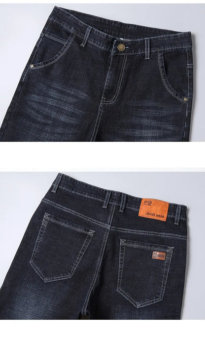 2026 Straight Elastic Cotton Jeans Men Fashion Business Classic Style Jean Denim Pants Trouser