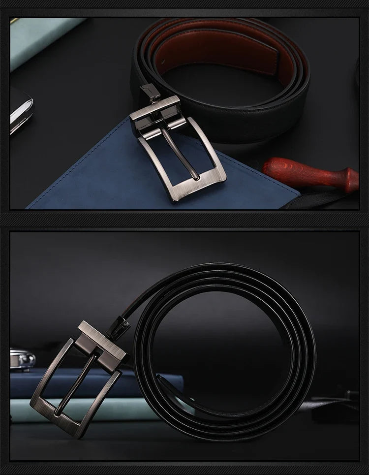 Men Belts Reversible Buckle Leather Brand Luxury Business Fashion Belts for Men Two Sides Color Black Brown StrapHQ117