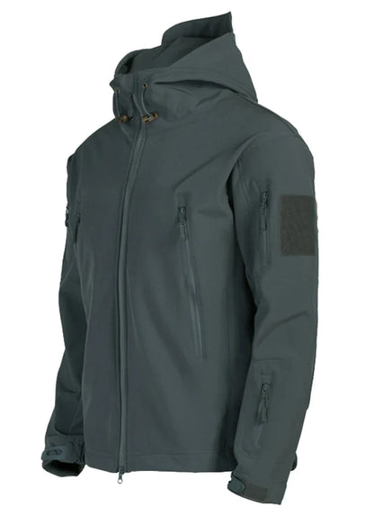 2024 New Fashionable Shark Skin Soft Shell Jacket Men's Tactical Windproof Waterproof Jacket Men's Jacket Hooded Jacket