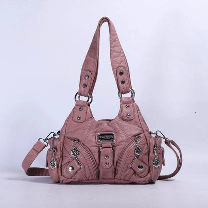 Vintage Women Handbags Soft Bag Small Top-handle Purse Fashion Satchel Multi-Pockets Shoulder Bag Hobos Phone Pack Tote Bag