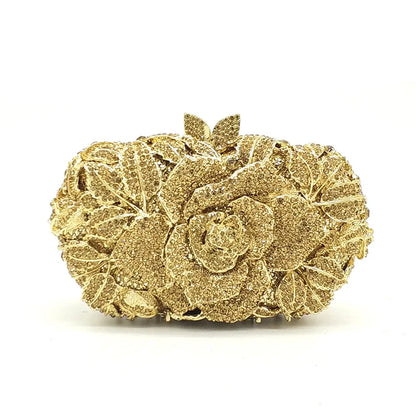 Green Pink Multicolored Rose Crystal Women Evening Clutches Bags Diamond Wedding Cocktail Party Purse And Stone Handbag