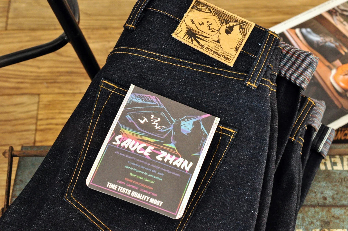 Mens Jeans 21 Oz Rainbow Selvedge Denim Vintage Raw Jeans for Men Sanforized Unwashed Heavyv Denim Jeans