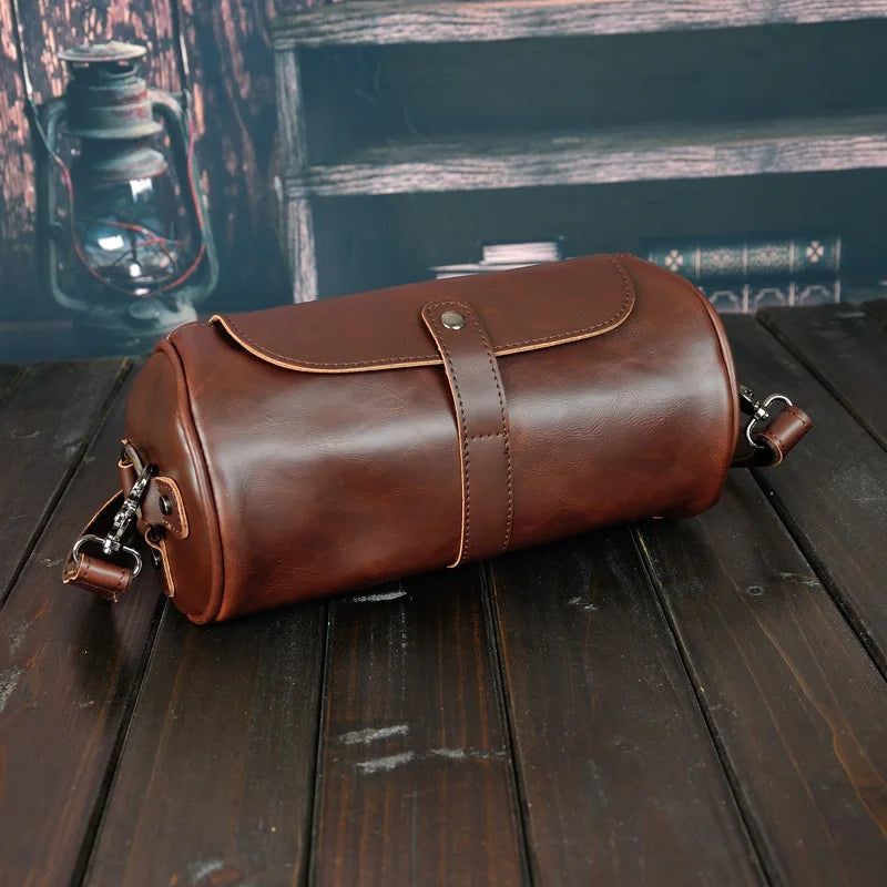 Luxury Retro Barrel Shaped Shoulder Bags Men Crossbody Bag Fashion Design Messenger Bag Mens Crossbody Shoulder Bag Male 2021