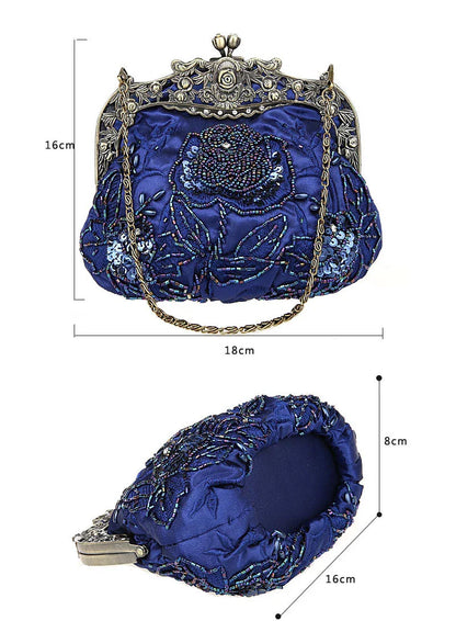 Retro Embroidery Designer Bags Luxury Purses and Handbags Bead bag Sequins Clutch Purse Chains Shoulder Evening Bag Z348