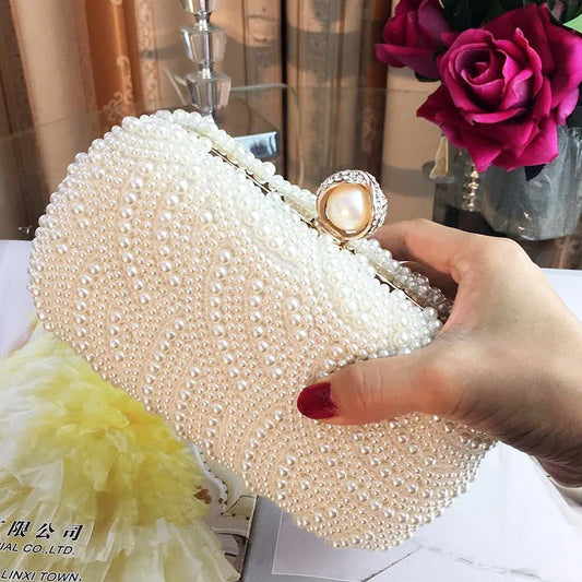 Pearl Clutch Bags Women Purse Ladies white Hand Bags Evening Bags for Party Wedding black Shoulder Bag Bolsa Feminina