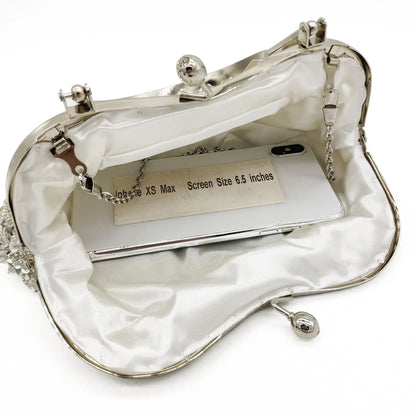 Elegant Frame Women Formal Beaded Evening Purses and Handbags Bridal Sequins Clutch Bag Cocktail Party Bag