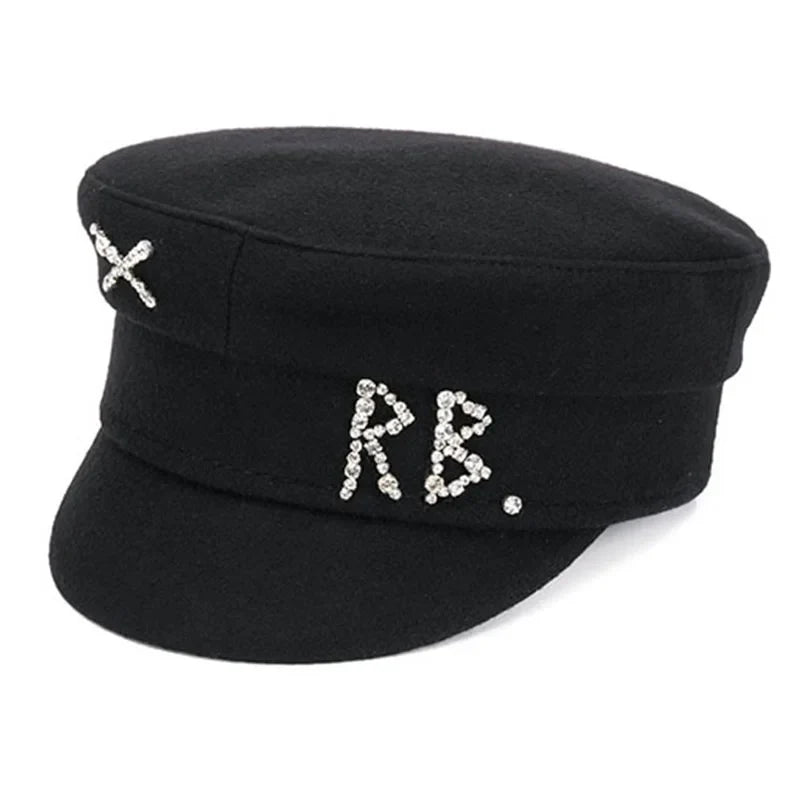 New Winter Women Hats Newsboy Caps Flat letter Militray Caps British Vintage Visor cap