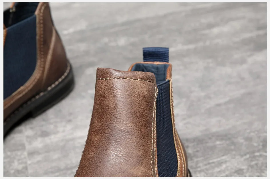 2025 Men Chelsea Boots New Winter Men Boots  Soft Leather Elastic Strap Ankle Boots Smart Formal Business Casual Man Shoes