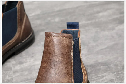 2025 Men Chelsea Boots New Winter Men Boots  Soft Leather Elastic Strap Ankle Boots Smart Formal Business Casual Man Shoes