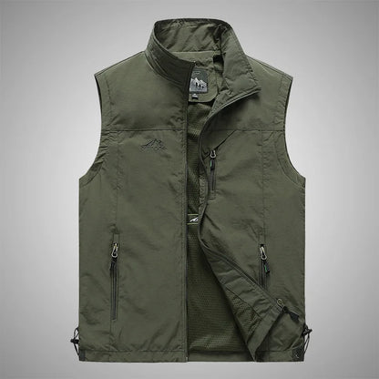 Spring New Men Waistcoat Outdoor Leisure Solid Color Vest Young Middle-aged Photography Fishing Casual Vest Jacket Male