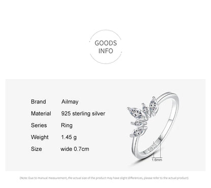 Fashion 925 Sterling Silver Simple crown Finger Ring Elegant Clear Zircon Rings For Women Girls Party Accessories Jewelry