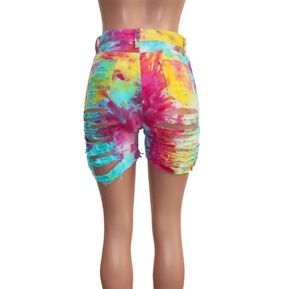 shorts women shorts hole denim high waist sexy print wholesale dropshipping