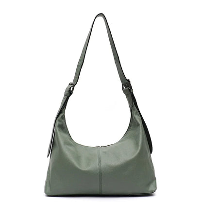 SC Luxury Women Cowhide Crossbody Bag Large Casual Shoulder Purse Wide Strap Handbag Female Daily 100% Genuine Leather Hobo Sack