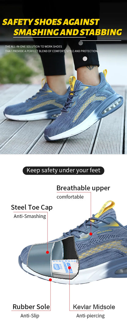 Industrial Safety Shoes With Steel Toe Cap Indestructible Cushion Work Shoes For Men Protective Security Boots Women Footwear