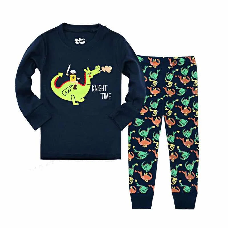 Digger Vehicle Baby Boys Clothes Suits 100% Cotton Children Pajamas Kids Sleepwear Sets Nightgown PJ'S Long Tees Shirts Pant Set