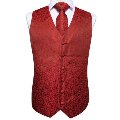 Fashion Silk Vest For Men Classic Gold Champane Yellow Waistcoat Jacket Tie Hankerchief Cufflinks Sets Dress Suit Wedding Hi-Tie