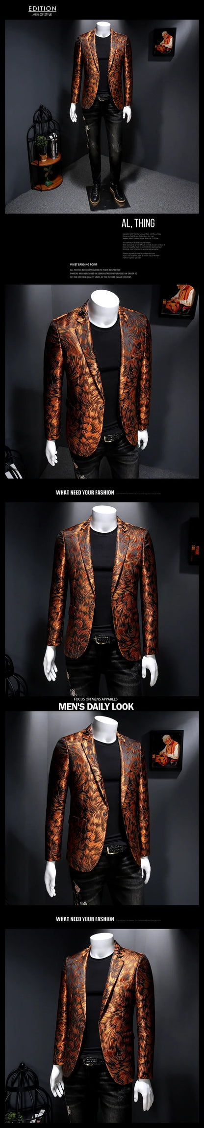 Spring Luxury Embroidery Men Blazers New Men Gold Yarn Casual Suit Jacket Stage Dress High Quality Wedding Business Bleazer Man
