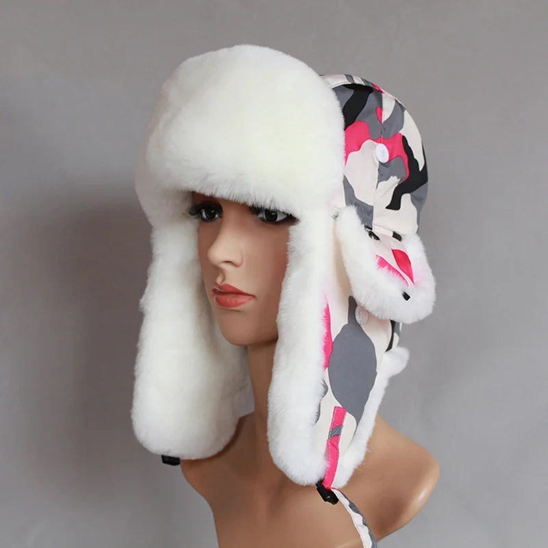 Men Women Russian Bomber Hat Winter Trooper Earflap  Hat Trapper Unshanka Faux Fur Hat