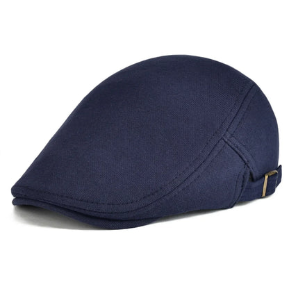 100% Cotton Men Black Flat Ivy Cap Soft Solid Color Gatsby Driving Cabbie Casual Hat Adjustable Newsboy Caps