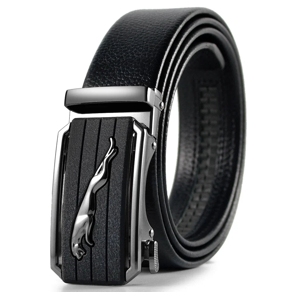 Multicolor Genuine Leather Men's Belts Fashion Business Automatic Buckle Straps Ratchet Cow Leather Waistband 3.5cm Width