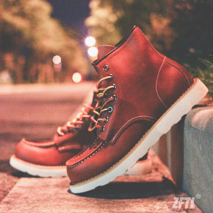 Men's Ankle Boots American retro tooling boots Casual Crazy Horse Leather Men's Boots Vintage Man Lace up Boots 2025