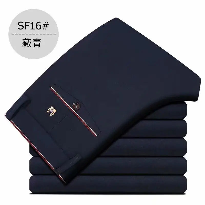 Stretch Suit Trousers for Men Office Pants Non-Ironing Slim Fit Bridegroom Suits Wedding Business Black Suit Pants Men