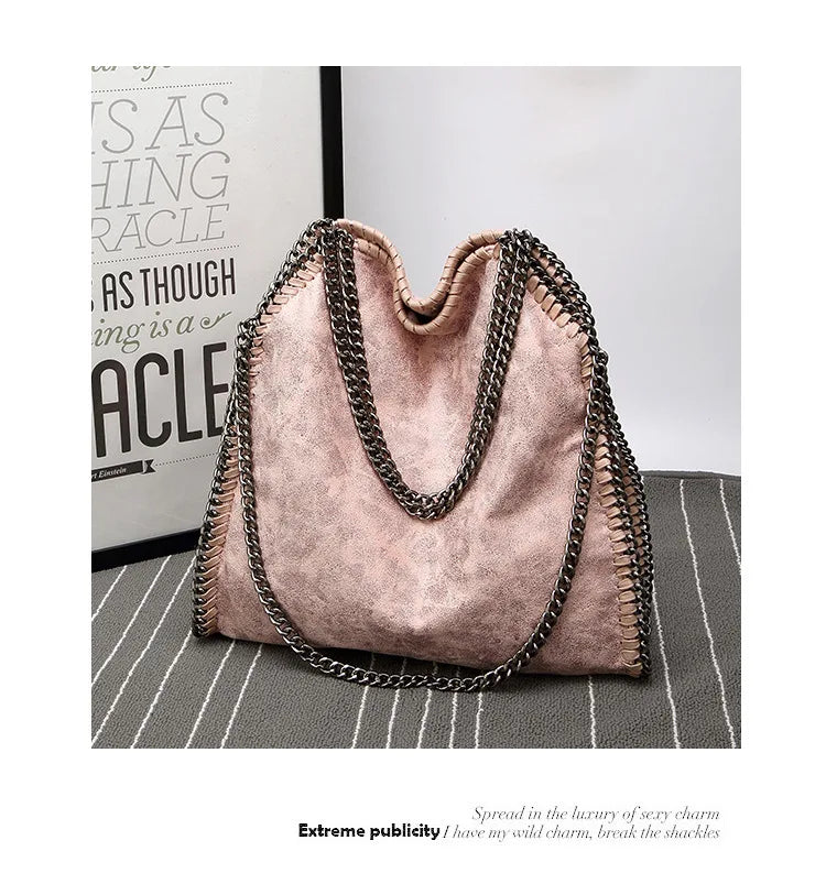 Fashion New Women's Chain Shoulder Bag Large Capacity Crossbody Tote Bag Female Foldable Solid Color Handbags Shopping Bags