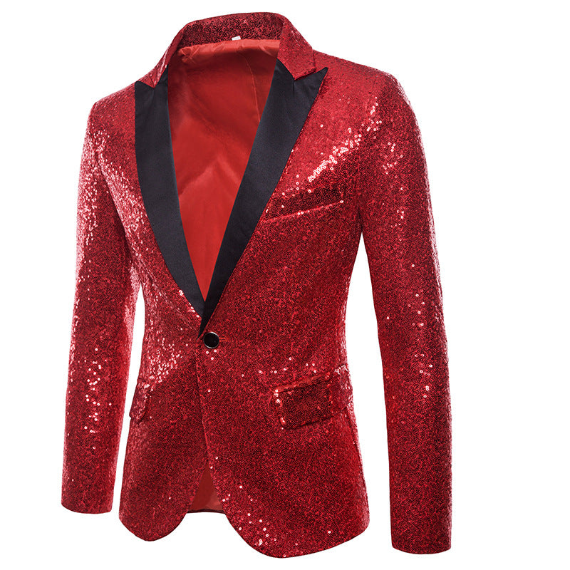 Men Glitters Suit Jackets Sequins Party Button Dance Bling Coats Wedding Party Men Blazer Gentleman Formal Suit Plus Size 2XL