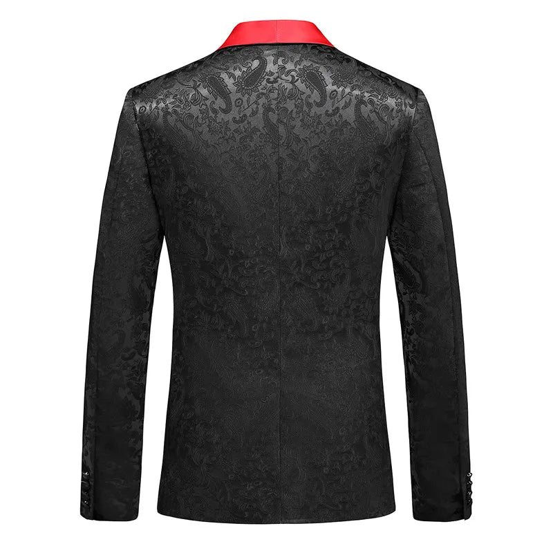 2026 New Men's White Rose Pattern Suit Jacket, Wedding Party Dress Coat, High Quality Men Slim Blazers Masculino Big Size M-6XL