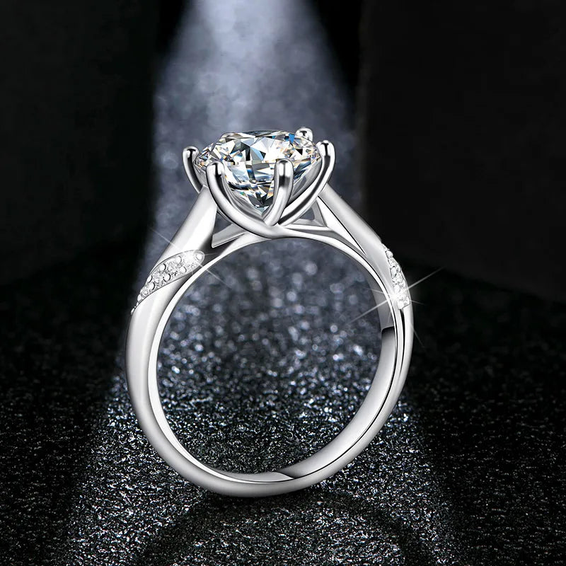Bague en argent sterling 925, 1, 2 ou 3 carats, style classique, diamant moissanite, bague de mariage, de fête, d'anniversaire, pour femmes, bijoux fins