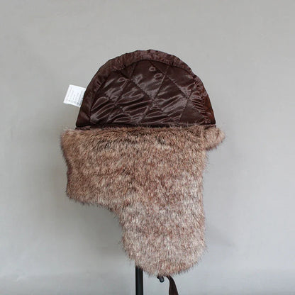 Winter  Bomber Hat Women  Russian Faux Fur  Trapper Hat  Men Ushanka Snow Cap with Earflaps